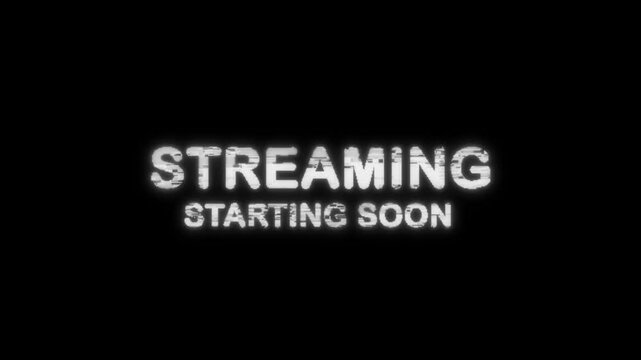 Streaming starting soon glitch animation, suitable for streaming platforms. 4K Stock Video Alpha Channel