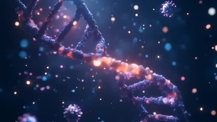 DNA strand with virus particles, and science. - Powered by Adobe