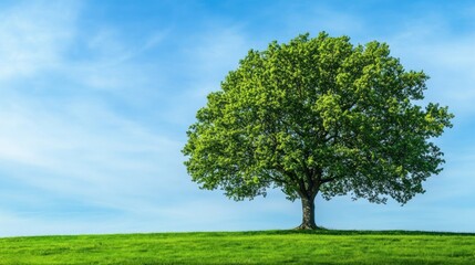 Fototapeta premium Solitary tree on grassy hill
