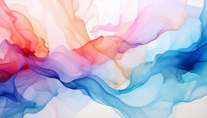 An explosion of organic, smoke-like wavy lines and curls, blending watercolor textures with digital precision. Floating, airy composition with deep focus