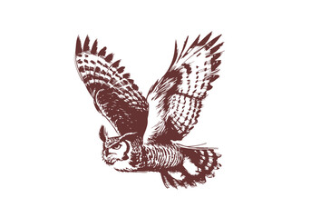 Great Horned Owl hand drawn sketch vector illustration
