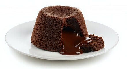 Indulge in Decadence: A Molten Chocolate Lava Cake, Warm and Rich, Beckons with its Irresistible Gooey Center, a Perfect Dessert for Chocolate Lovers.