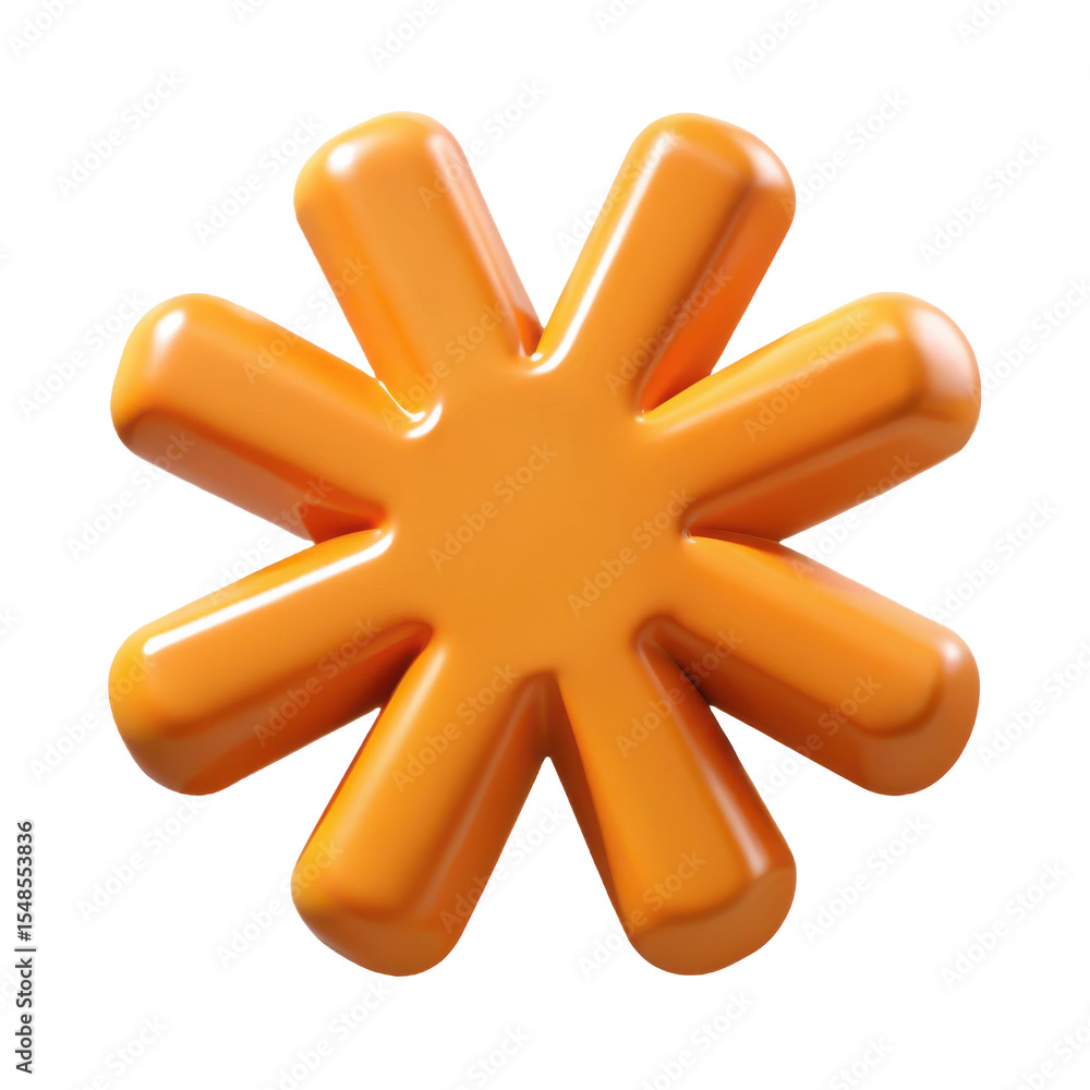 Poster orange flower shape 3d render illustration graphic design element isolated on black background for w