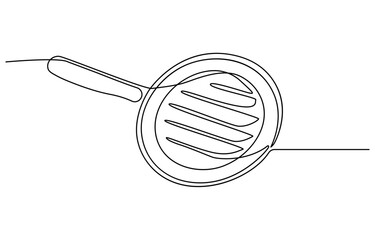 Pan kitchen continuous line. Continuous one line drawing pan kitchen. Kitchen, equipment concept. Single line drawing