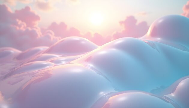 A surreal, ethereal scene featuring a sunset with soft clouds and water ripples, creating a dreamy and ethereal atmosphere - Powered by Adobe