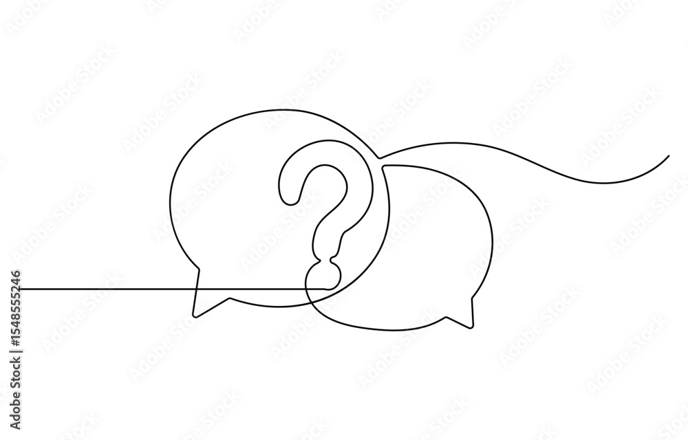 Poster quick tips. continuous one line drawing of question mark, light bulb and speech bubbles. trendy line