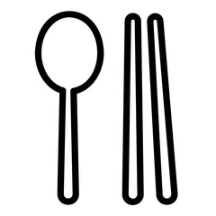 kitchen utensils outline icon. Spoon and chopsticks