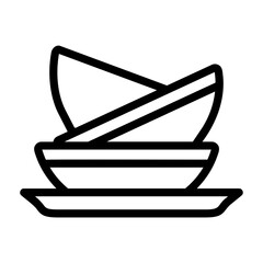 kitchen utensils outline icon. Dish pile