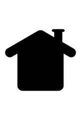 A simple black house icon with a chimney.
Stylized home silhouette, solid black, chimney visible.
Basic house graphic, dark, featuring a roof and chimney.
