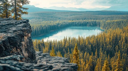 Obraz premium Alpine lake in forest