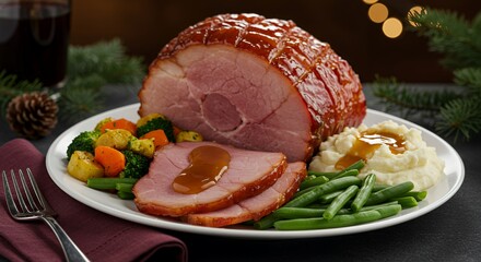 Glazed Ham with Roasted Vegetables and Creamy Mashed Potatoes: A Festive Holiday Feast