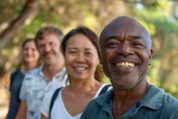 Portrait of a happy senior man with his family in the park