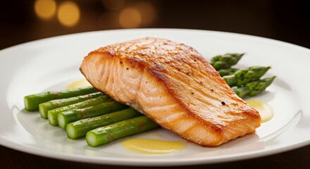 Pan-Seared Salmon with Asparagus and a Delicate Lemon-Butter Sauce, a Culinary Masterpiece.