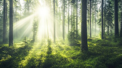 Sunlit forest pathway