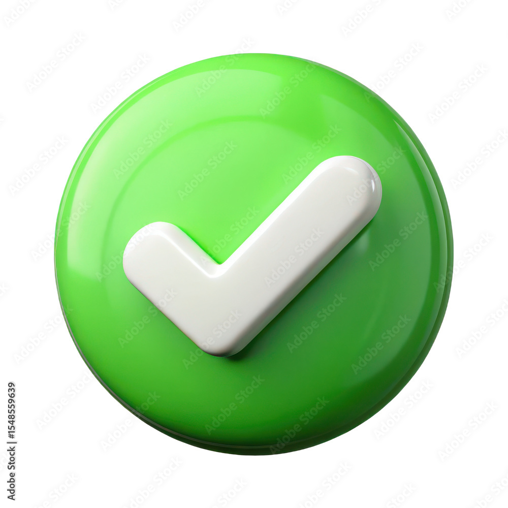 Poster green check mark icon symbol button vector illustration design graphic element for ui ux design 3d r