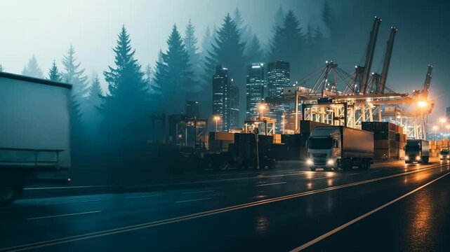 Concept of various transportation methods in Industrial city hub with ability to preserve ecology and environment