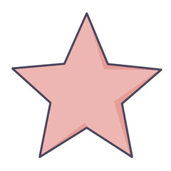 Fototapeta premium Pink star badge in flat design with outline for graphic use 