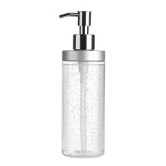 Obraz premium Clear liquid hand soap dispenser with silver pump for bathroom sink