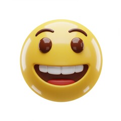 Fototapeta premium 3d happy smiley face emoji isolated on white background