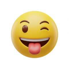 Fototapeta premium 3d winking smiley face with tongue out isolated on white background