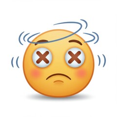 Dizzy emoji face graphic isolated on white background