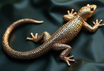 Naklejka premium The elegant posture of a golden gecko