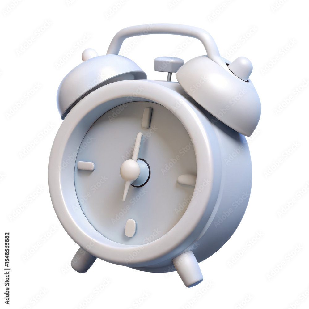 Poster white alarm clock time management reminder deadline wake up call schedule punctual 3d render illustr