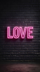 Obraz premium Pink Love Neon Sign on Brick Wall