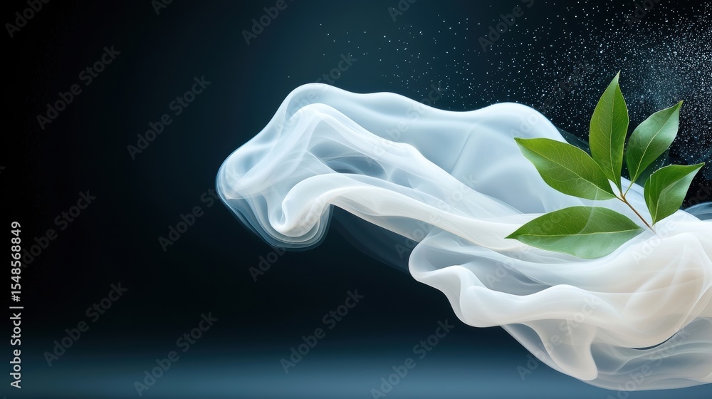 Poster serene floating leaves in misty ethereal backdrop peaceful natural scenery with delicate foliage cre