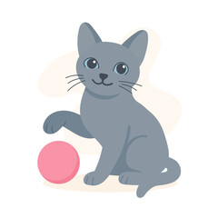 Russian blue cat sits playfully with paw lifted and bright eyes. This russian blue cat image reflects quiet charm and softness of russian blue breed.