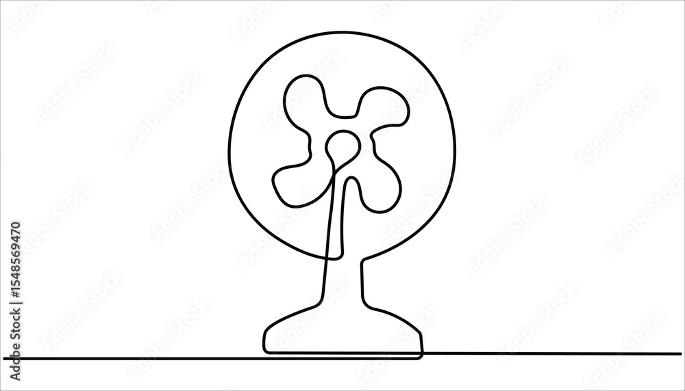 Poster continuous one line drawing of fan, simple isolated, electric fan. electric fan in continuous one li