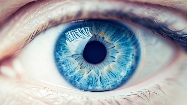 Close up of human eye with blue iris. - Powered by Adobe