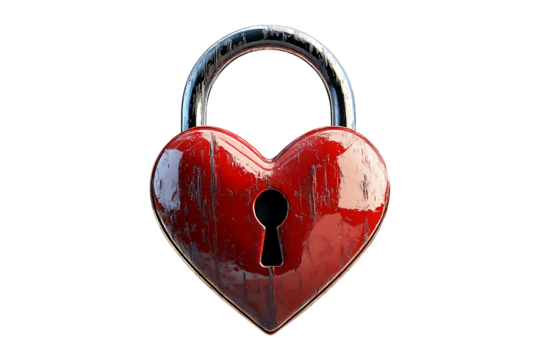 Heart shape Padlock isolated on a transparent background