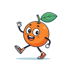 Energetic Orange Mascot: A vibrant and cheerful orange mascot waves enthusiastically with a warm smile, exuding a sense of freshness and vitality.
