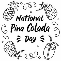 NATIONAL PINA COLADA DAY vector illustration