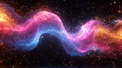 Captivating cosmic waves of vibrant iridescent energy sweeping through the boundless ethereal expanse of the universe  Luminous chromatic patterns of light and color create a mesmerizing