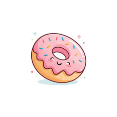 Whimsical Donut Delight: A cheerfully designed donut adorned with vibrant pink frosting and playful sprinkles, radiating sugary sweetness and cartoonish charm.