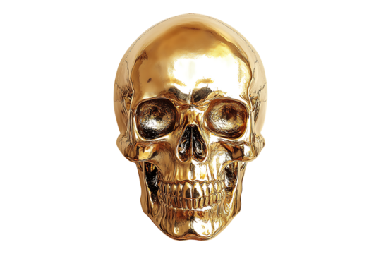 gold skull isolated on a transparent background