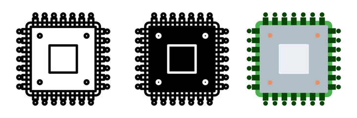 Processor icon set. for mobile concept and web design on white background. vector illustration