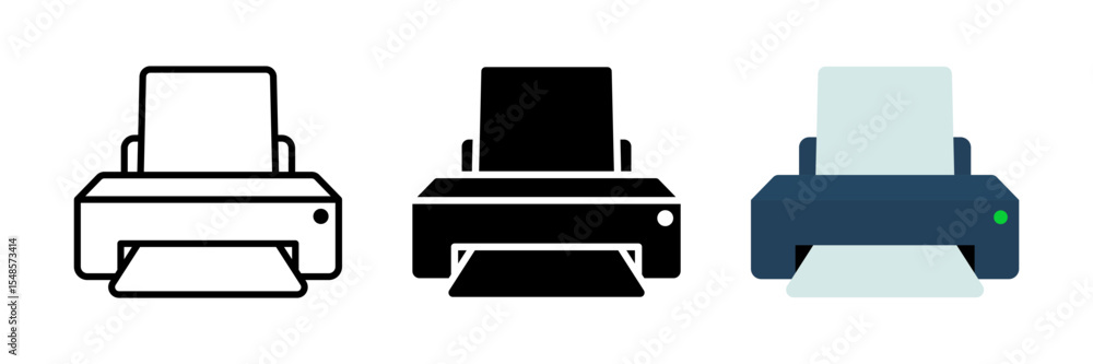 Poster printer icon set. for mobile concept and web design on white background