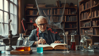 Old Scientist In An Abandoned Laboraatory AI Generative