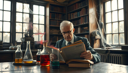 Old Scientist In An Abandoned Laboraatory AI Generative