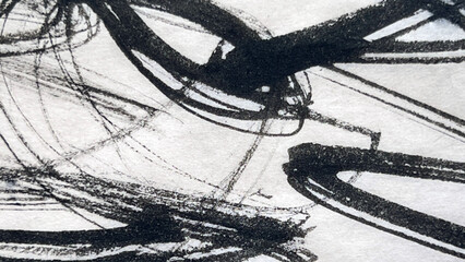 Fototapeta premium ink painting washi paper texture background material, sumi drawing, brush pen art drawing, washi paper texture, dynamic brush strokes, lines with a sense of speed, banner
