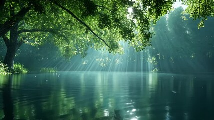 Serene Forest Pond - Powered by Adobe