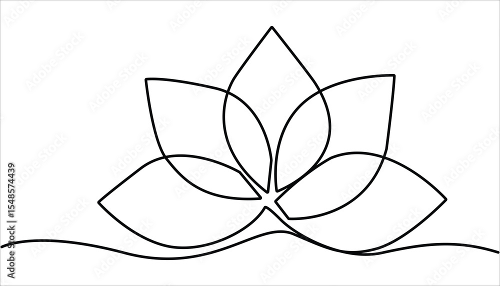 Poster lotus flower continuous one line drawing. wellness concept in simple linear style. continuous one li