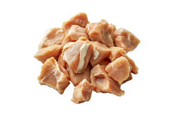 Pieces of raw chicken meat isolated on a transparent background