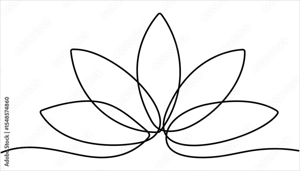 Poster lotus flower continuous one line drawing. wellness concept in simple linear style. continuous one li