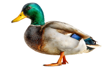 Obraz premium Colorful male mallard duck standing isolated on transparent background