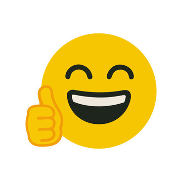 Smiling yellow emoji face giving thumbs up, cheerful and positive expression. Perfect for approval, encouragement, stickers, and digital communication visuals.

