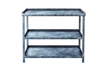 Metal Shelf standing isolated on a transparent background